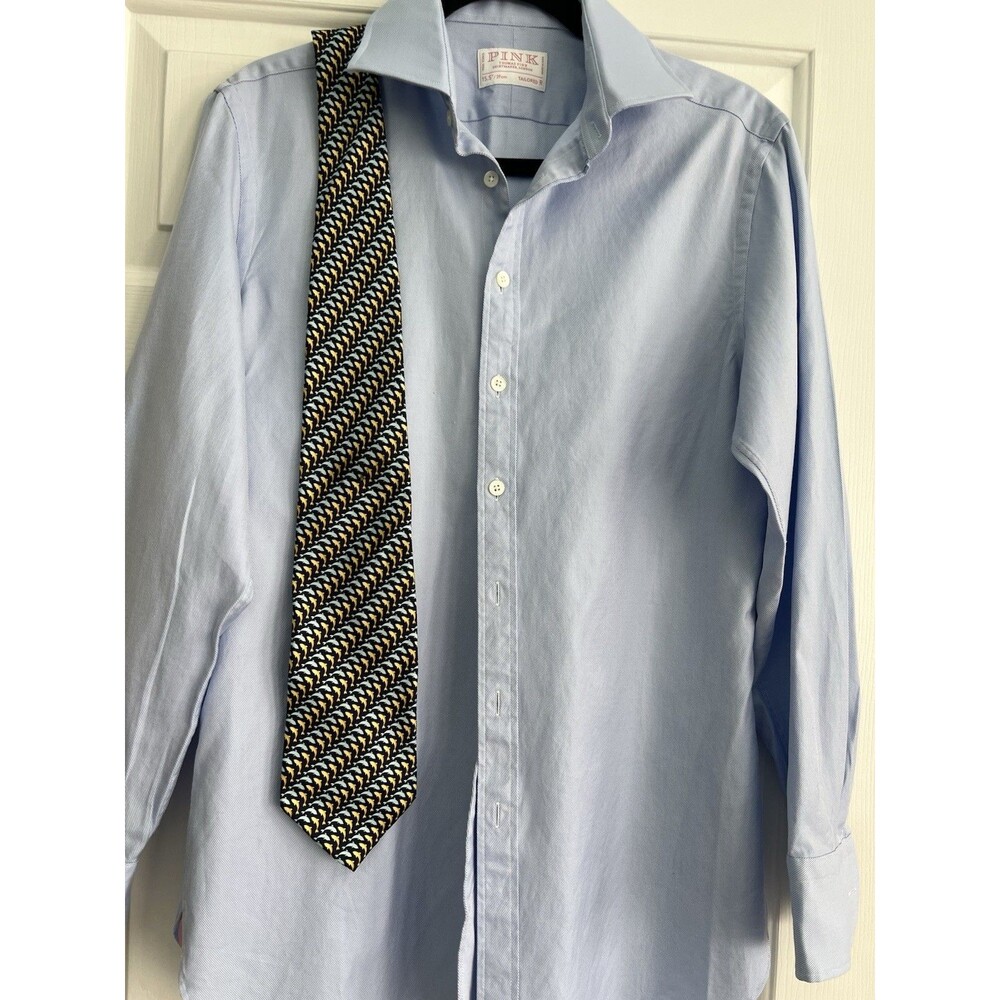 Beaufort 100% Silk Dolphin Tie. Made in Italy Navy/Yellow